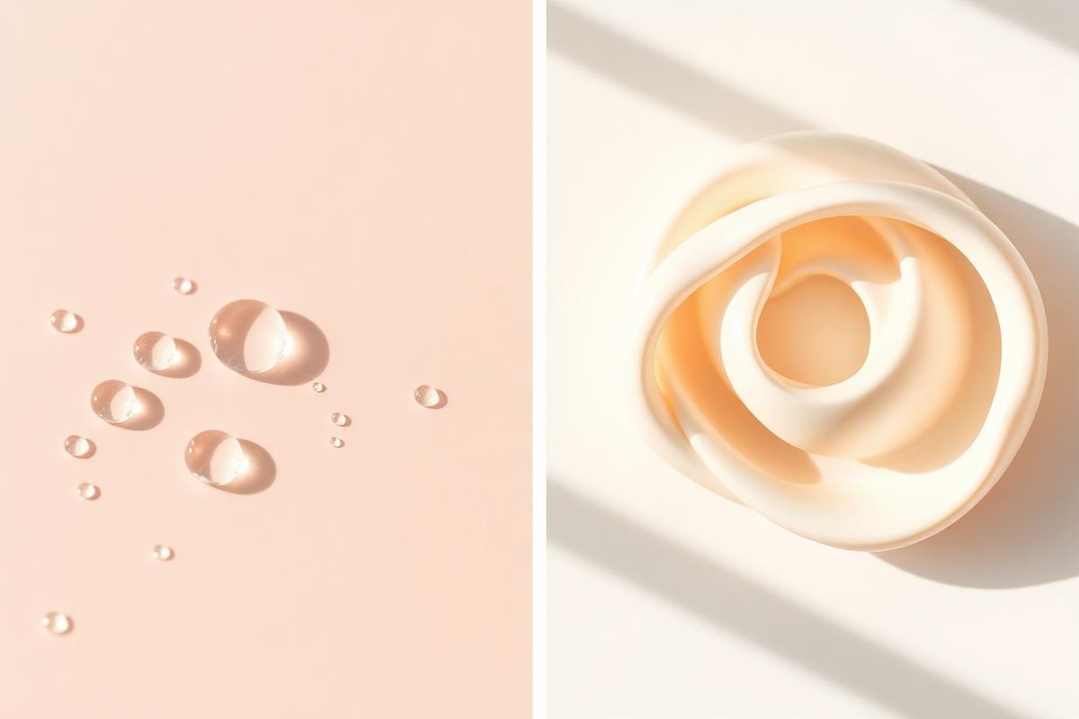 Editorial close-ups of luminous skincare textures